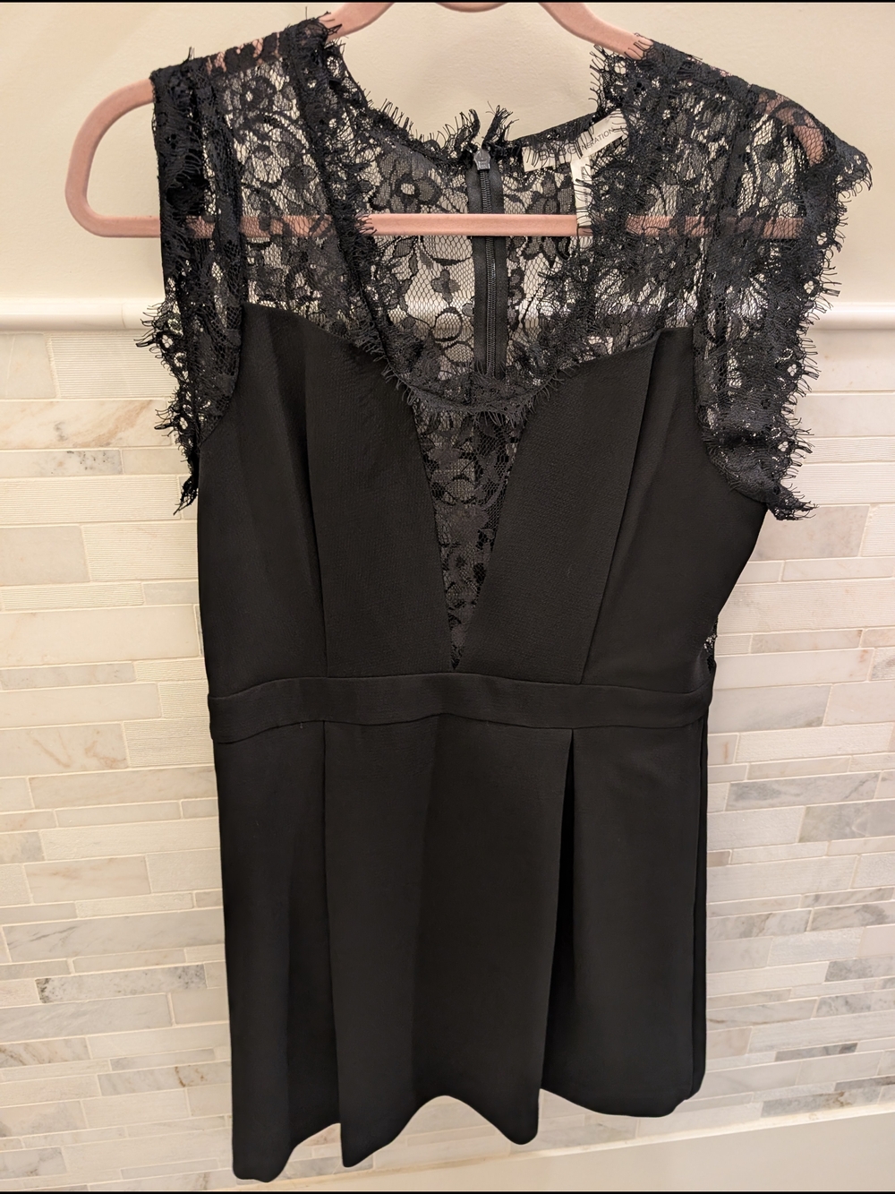 NWT BCBGeneration Black Lace-Detail Mini Dress